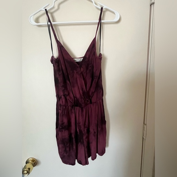 Burgundy Tie-Dye Spaghetti Strap Romper - Picture 1 of 3